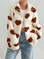 Women's Valentine's Day Heart-Shaped Sherpa Coat