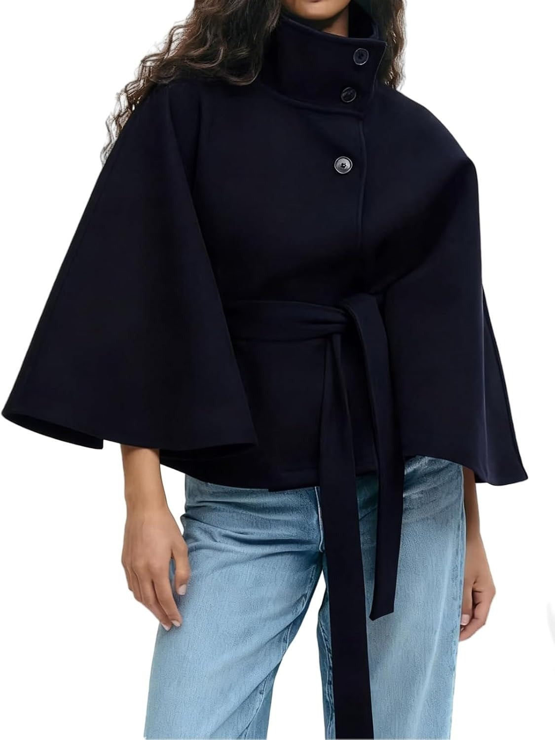 Women's Elegant Turtleneck Batwing Cape Coat