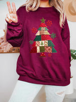 Women's Patchwork Christmas Tree Sweatshirt