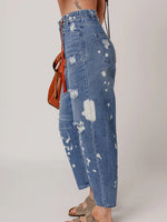 Casual Women's Distressed Drawstring Jeans