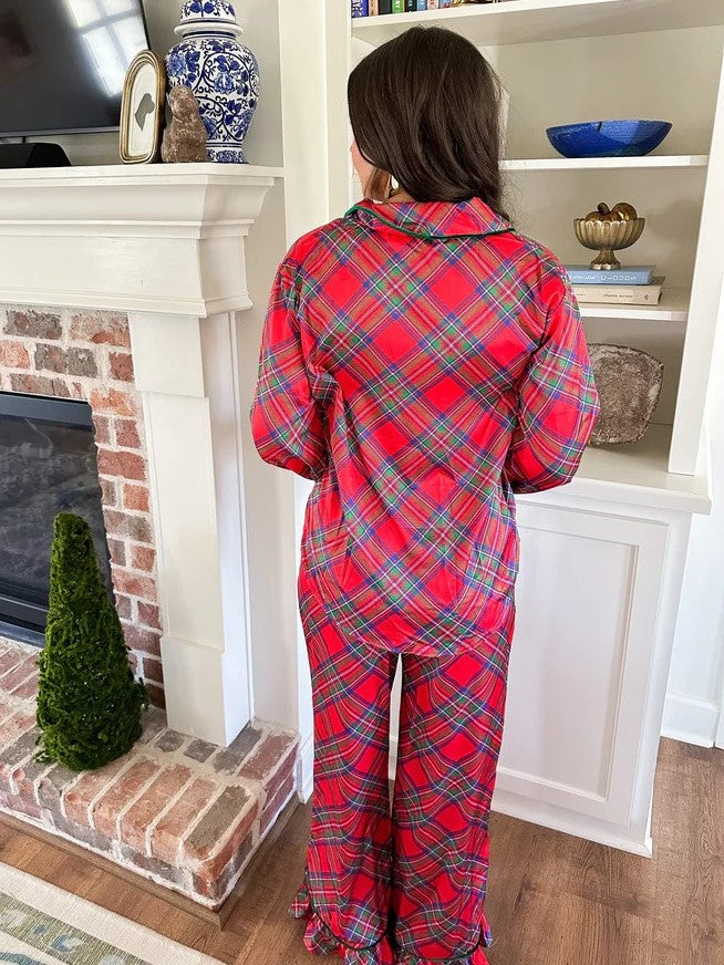 Women's Christmas Bow-Tie Plaid Pajamas