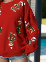 Women's Christmas Gingerbread Man Sequin Sweatshirt