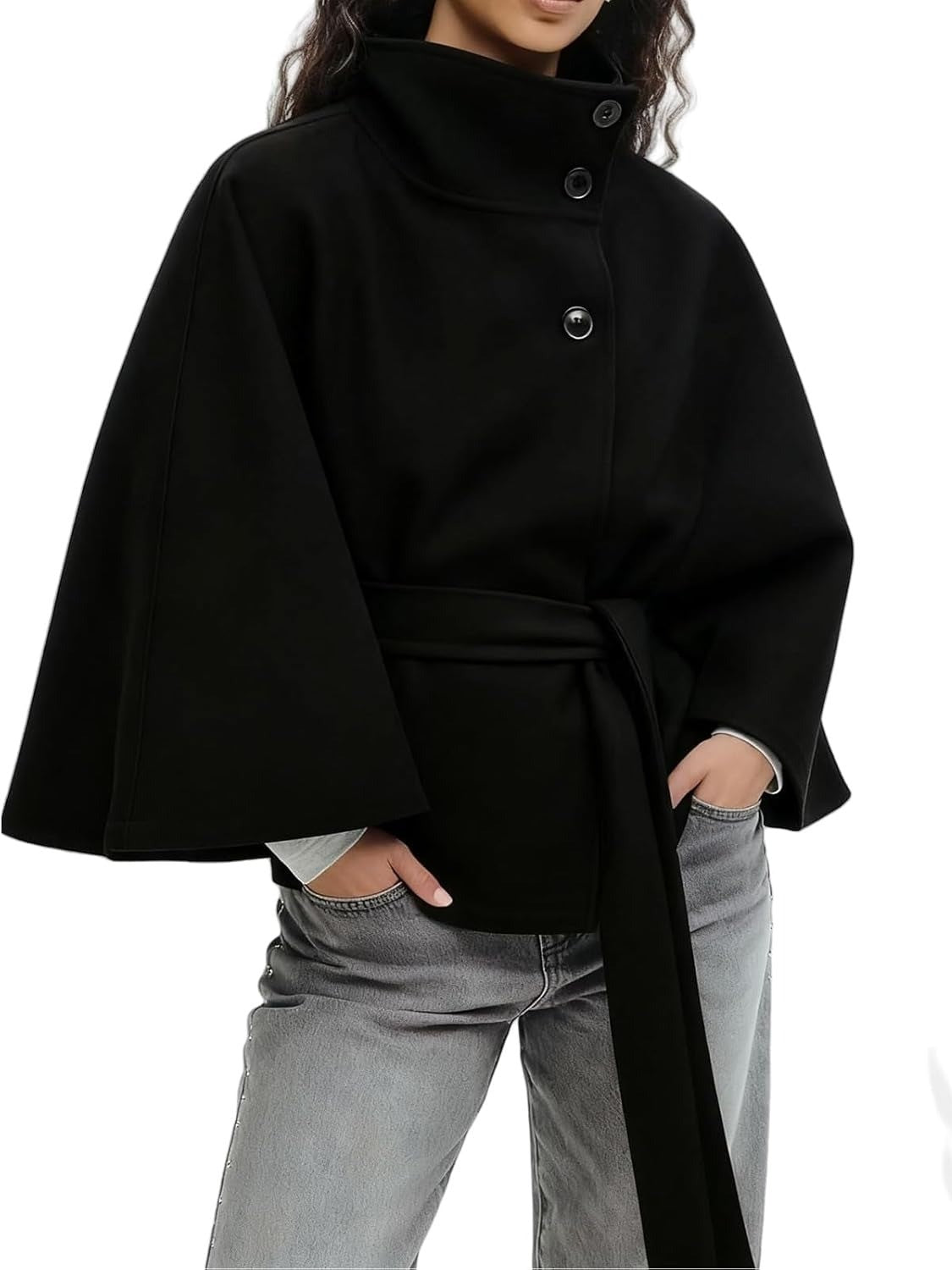 Women's Elegant Turtleneck Batwing Cape Coat