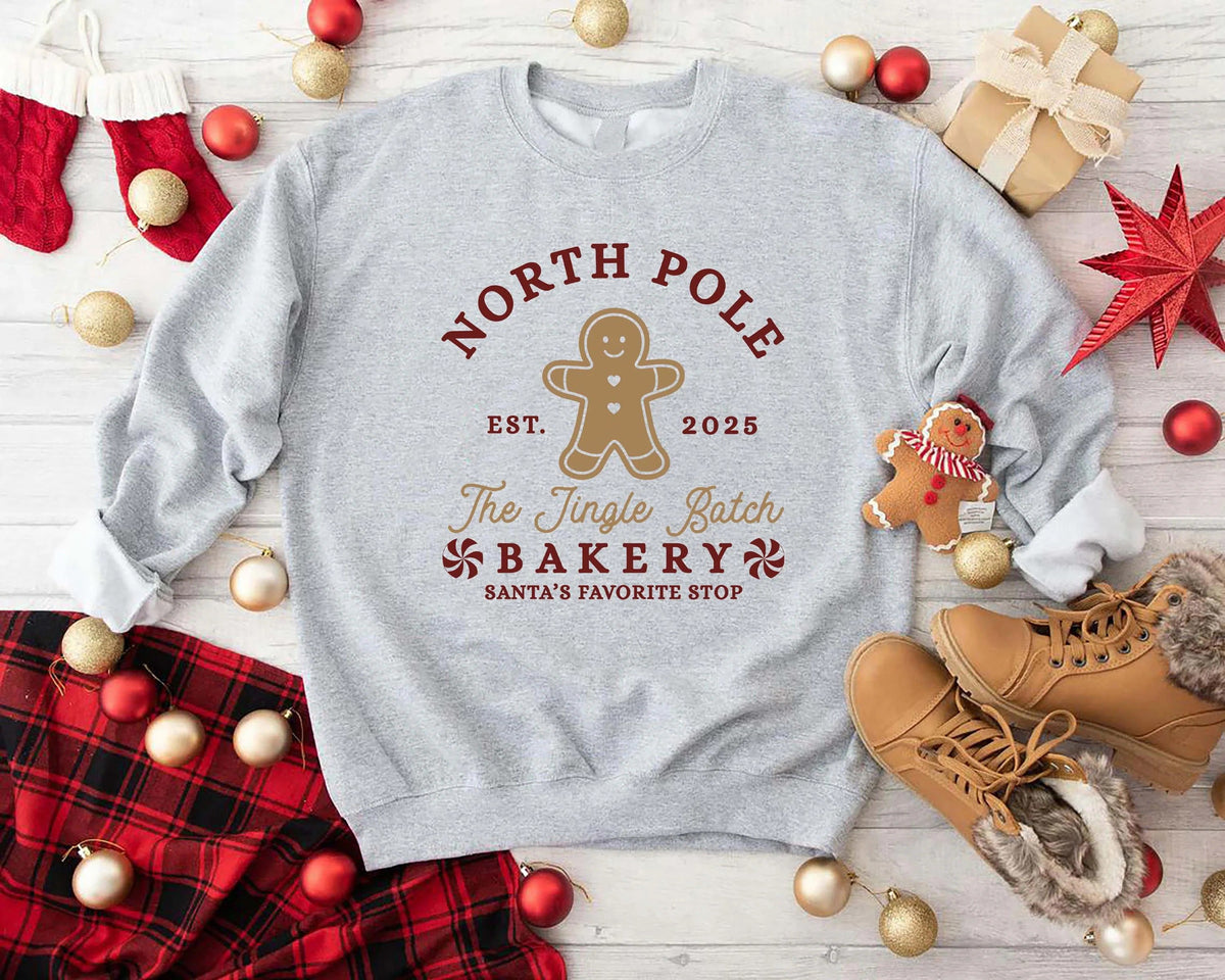 Women's Cute Gingerbread Man Print Sweatshirt