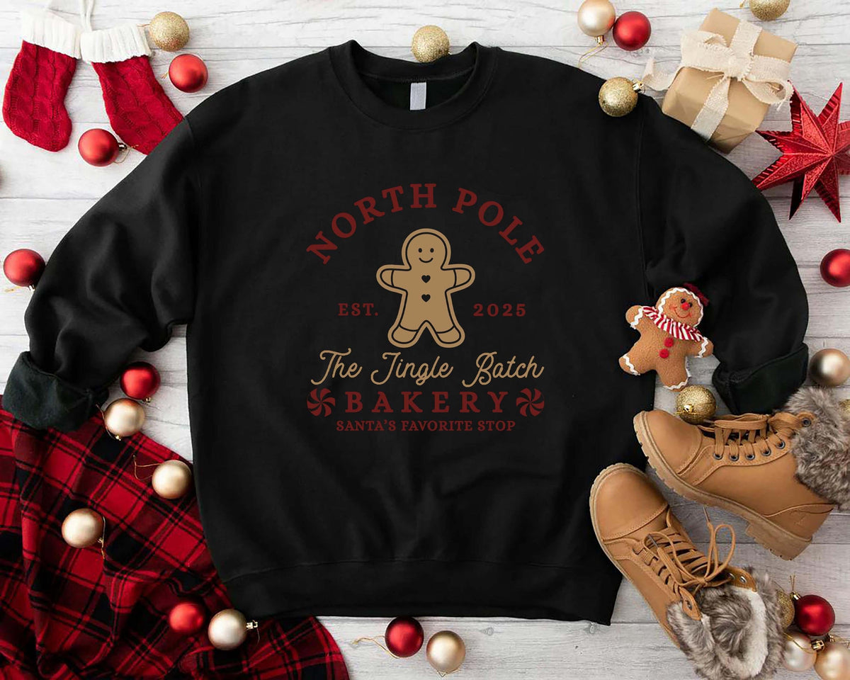 Women's Cute Gingerbread Man Print Sweatshirt