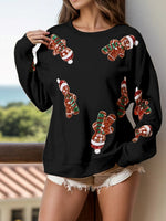Women's Christmas Gingerbread Man Sequin Sweatshirt