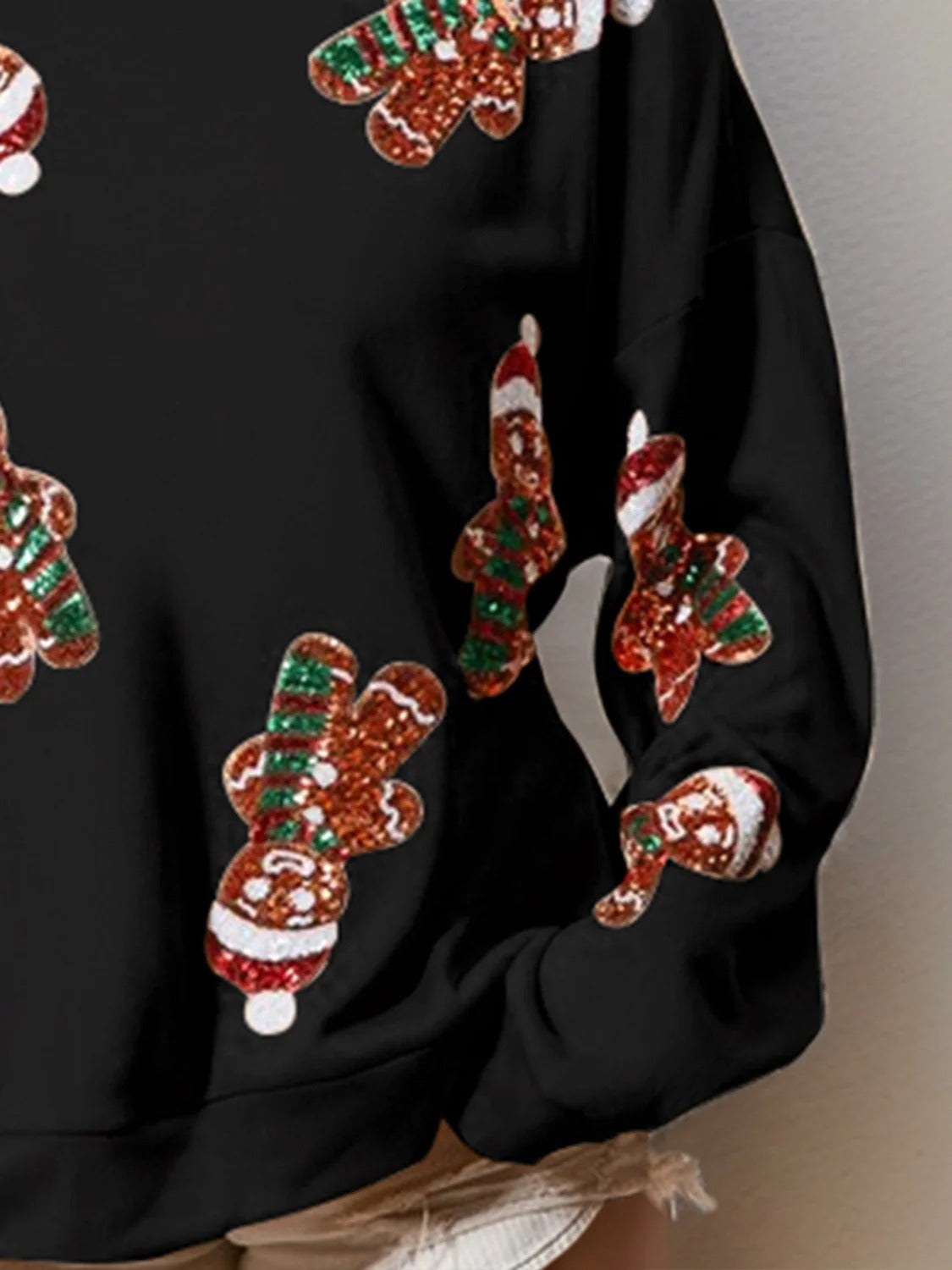 Women's Christmas Gingerbread Man Sequin Sweatshirt