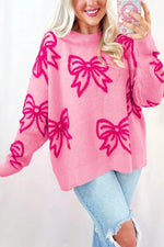 Valentine's Day Pink Bow Knit Sweater