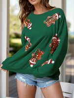 Women's Christmas Gingerbread Man Sequin Sweatshirt