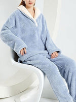 Cozy Cloud-Fleece Lapel Loungewear Two-Piece