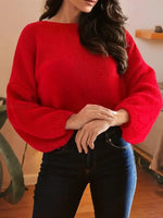 Women's V-Back Bow Detail Knit Sweater