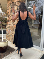 Boat Neck Bowknot Backless Midi Dress