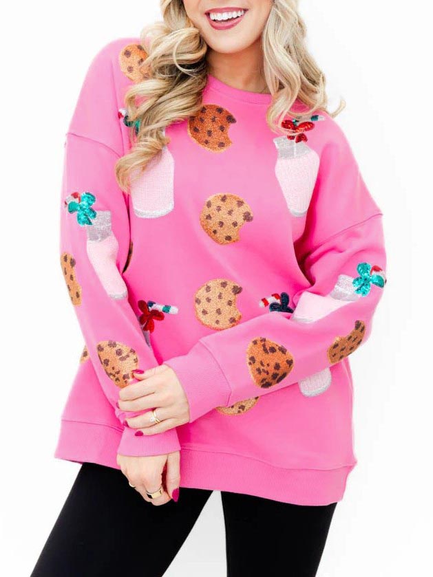 Women's Sparkling Milk and Cookie Sequin Sweatshirt