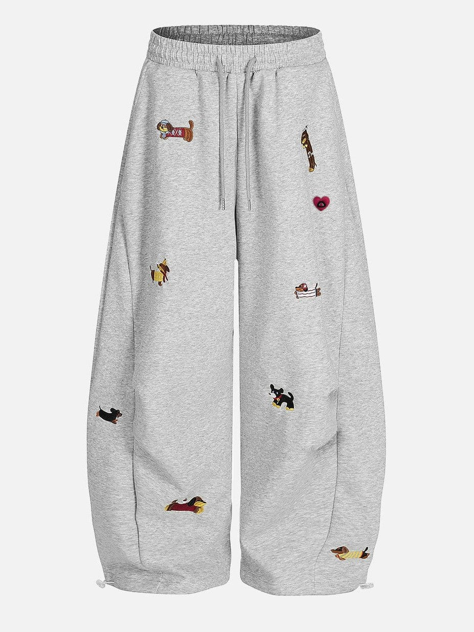 Cute Dachshund Embroidered Baggy Sweatpants