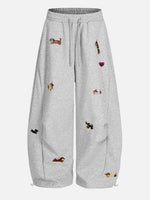 Cute Dachshund Embroidered Baggy Sweatpants