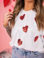 Women's Valentine's Day Heart Sequin Top