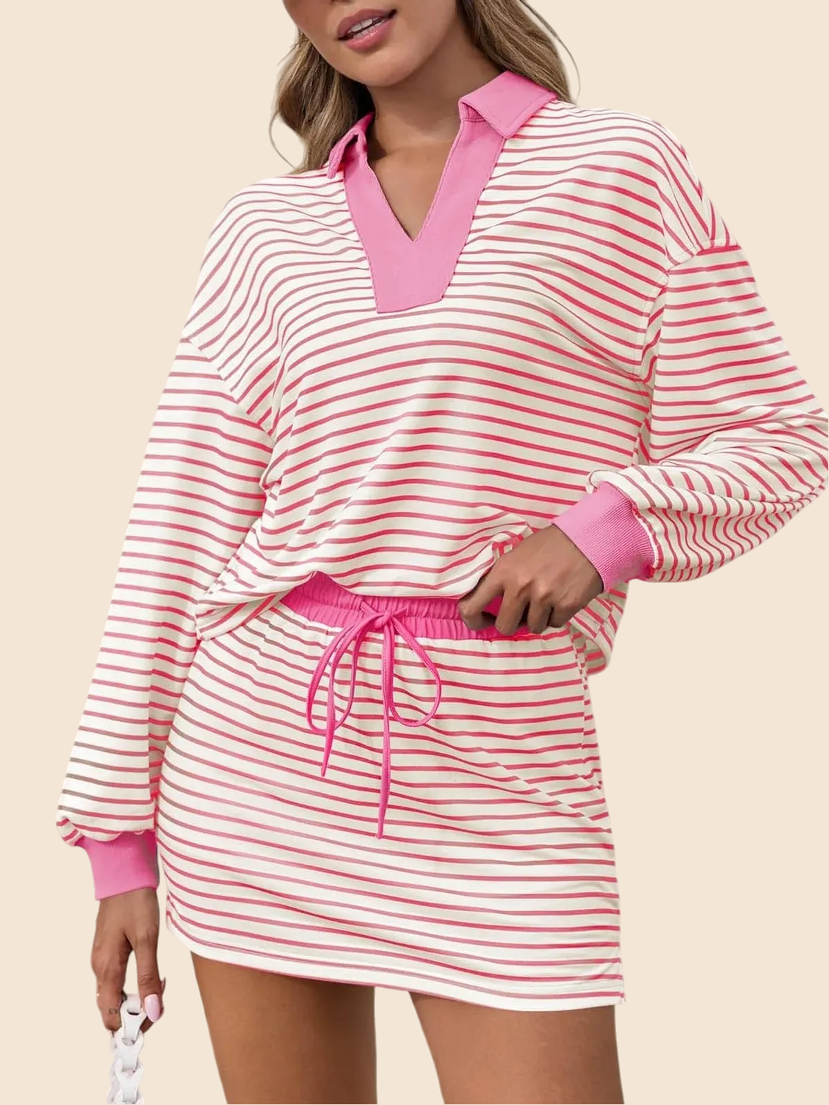 ?Women's Casual Striped Two-Piece Set