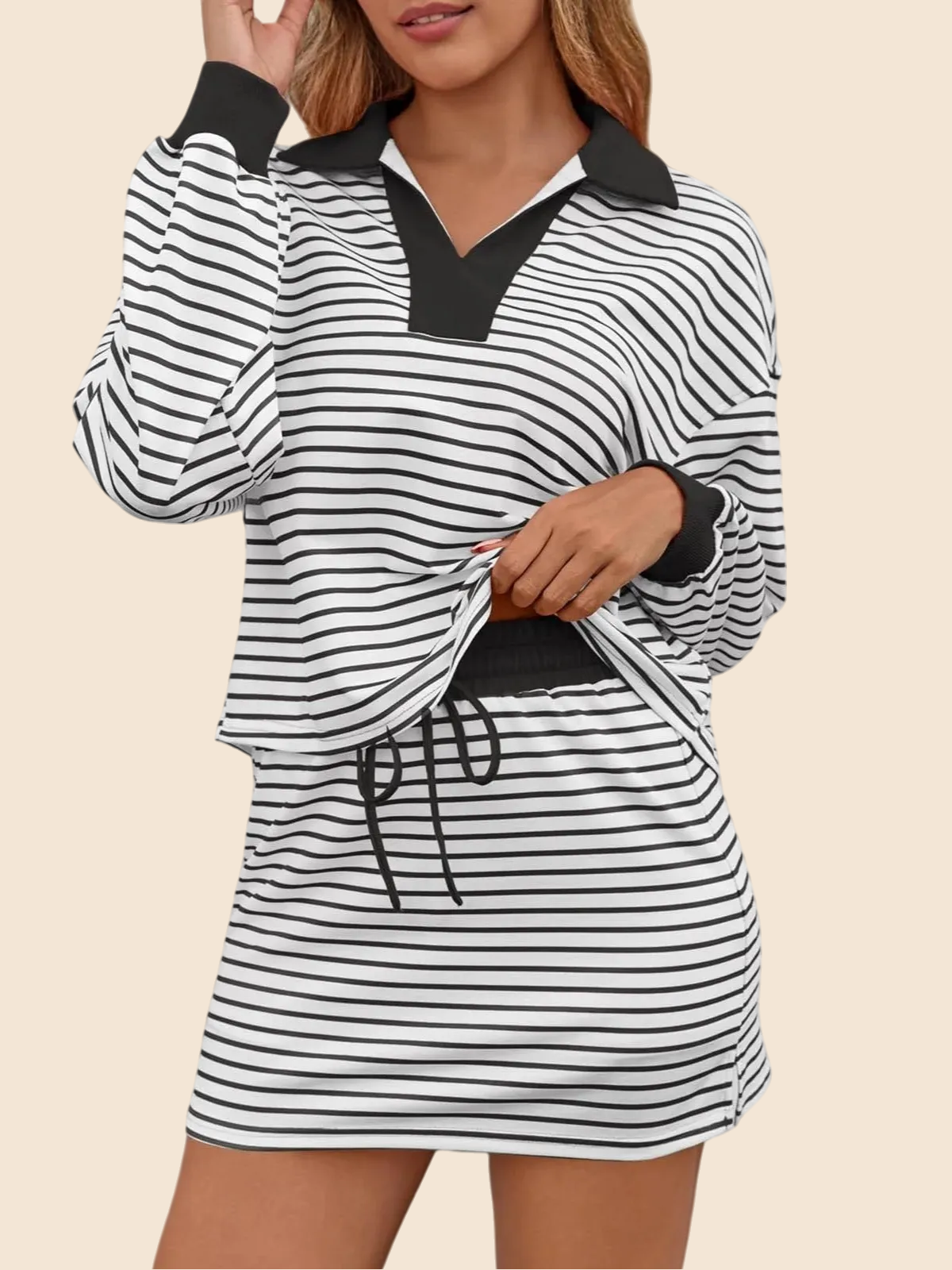?Women's Casual Striped Two-Piece Set