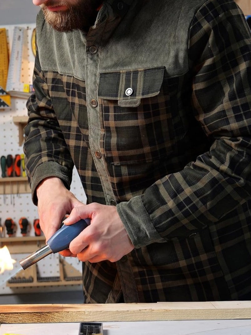 Men's Warm Plaid Fleece-Lined Outdoor Jacket