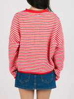 Women's Rolled Hem Striped Cardigan