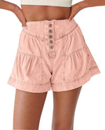 Women's Summer Button Up High Waisted Denim Shorts