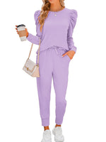 Women's Puff Sleeve Long-Sleeve Two-Piece Set
