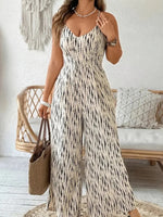 Women's Spring Summer Zebra Print Tie-Back Jumpsuit
