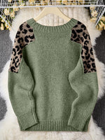 Women's Leopard Print Patchwork Sweater