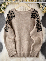 Women's Leopard Print Patchwork Sweater