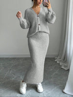 Women's Elegant Wrap Knit Skirt Two-Piece Set