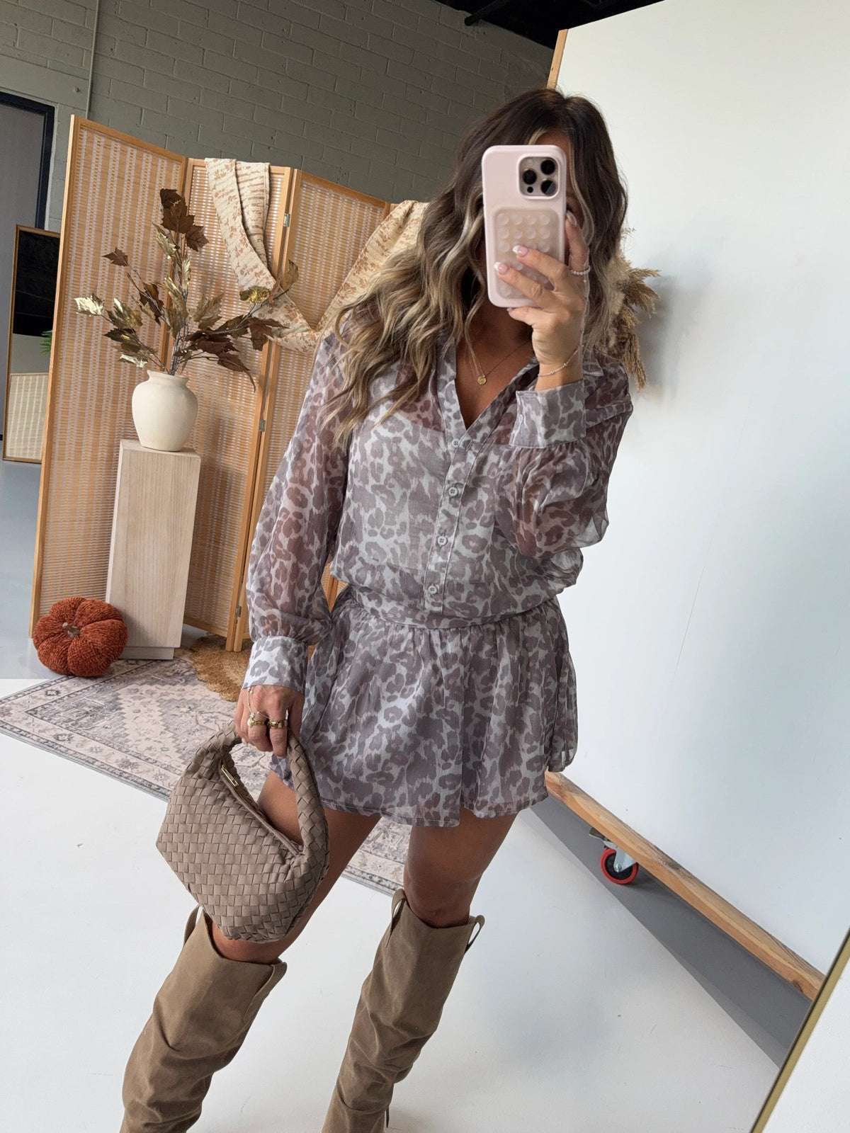 Women's Leopard Print Waist-Slimming Short Dress