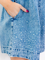 Women's Sparkly Rhinestone Denim Romper