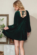 Women's Square Neck Tie Back Ribbed Dress