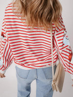 Women's Striped Santa Sequin Sweatshirt