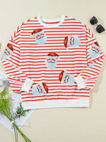 Women's Striped Santa Sequin Sweatshirt