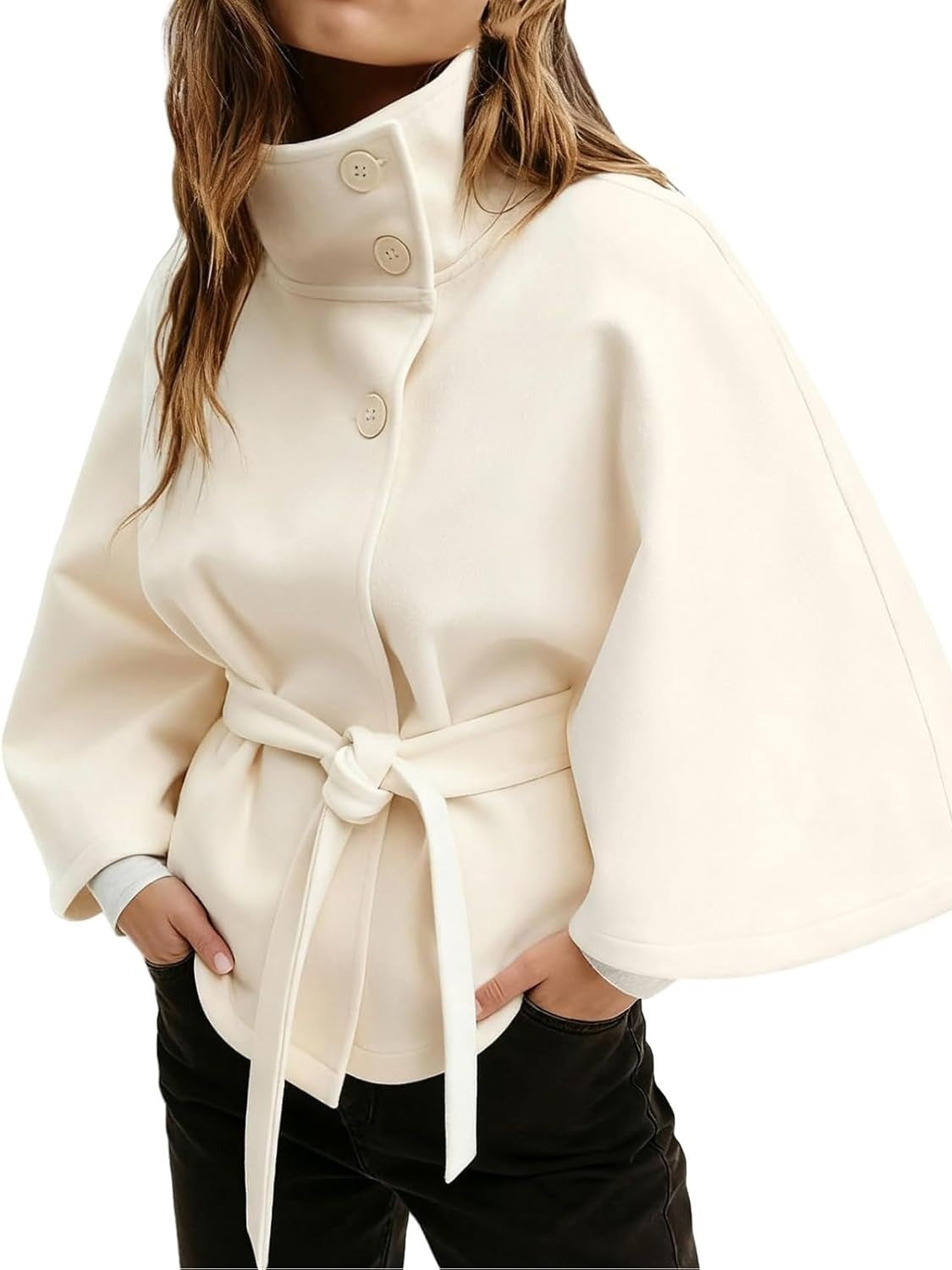 Women's Elegant Turtleneck Batwing Cape Coat