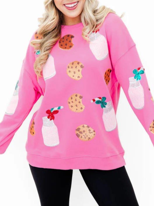 Women's Sparkling Milk and Cookie Sequin Sweatshirt