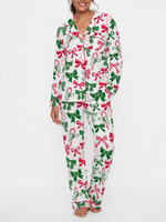 Women's Christmas Bow Print Pajamas Two-Piece Set