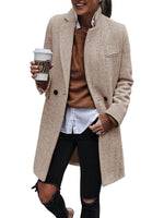 Women's Winter Notch Lapel Double Breasted Long Blazer Overcoat
