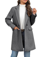 Women's Winter Notch Lapel Double Breasted Long Blazer Overcoat