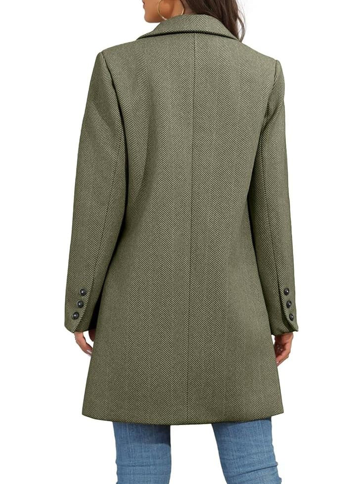 Women's Winter Notch Lapel Double Breasted Long Blazer Overcoat