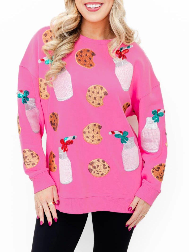 Women's Sparkling Milk and Cookie Sequin Sweatshirt