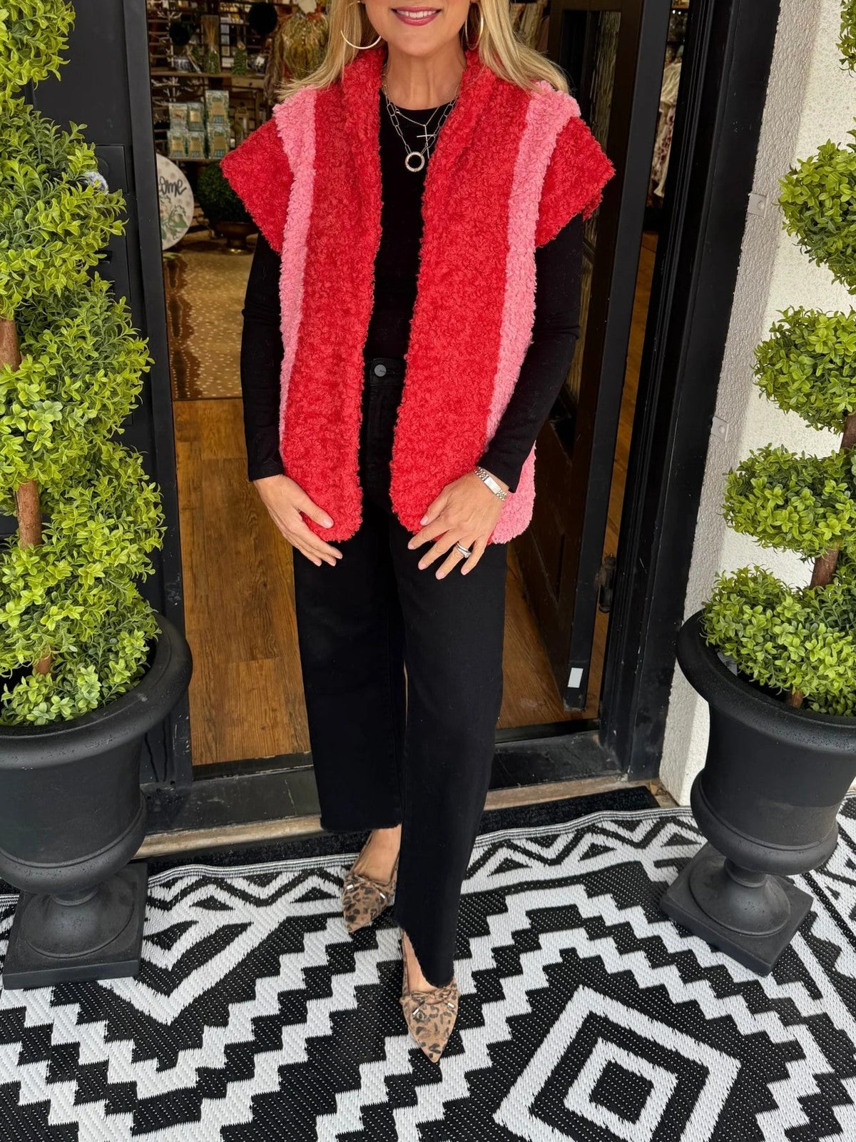 Women's Chic Color-Block Sherpa Gilet