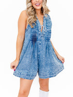 Women's Sparkly Rhinestone Denim Romper
