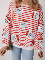 Women's Striped Santa Sequin Sweatshirt