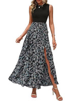 Women's Sleeveless Patchwork Flowy Maxi Dress