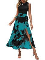 Women's Sleeveless Patchwork Flowy Maxi Dress