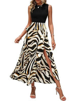 Women's Sleeveless Patchwork Flowy Maxi Dress