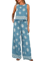 Women's Boho Sleeveless Top and Long Pants Two-Piece Set