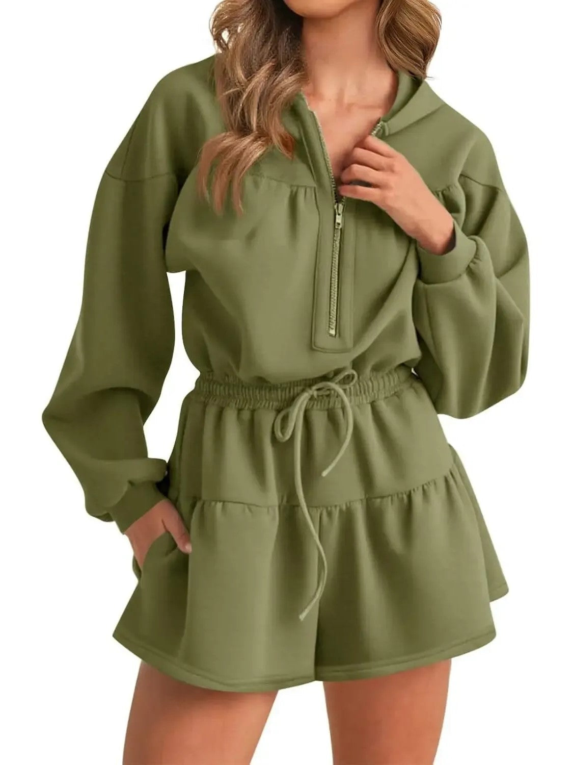 Women's Zip-Up Hooded Long Sleeve Jumpsuit